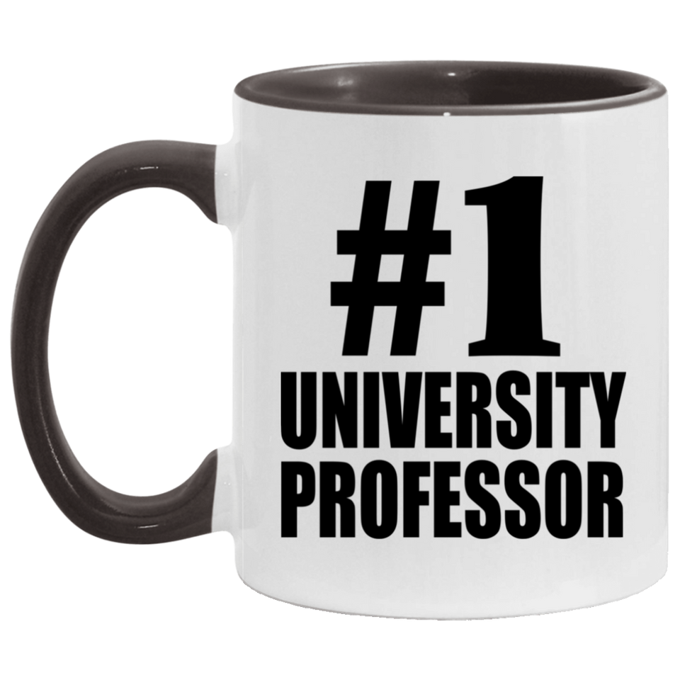 Number One #1 University Professor - 11oz Accent Mug Black