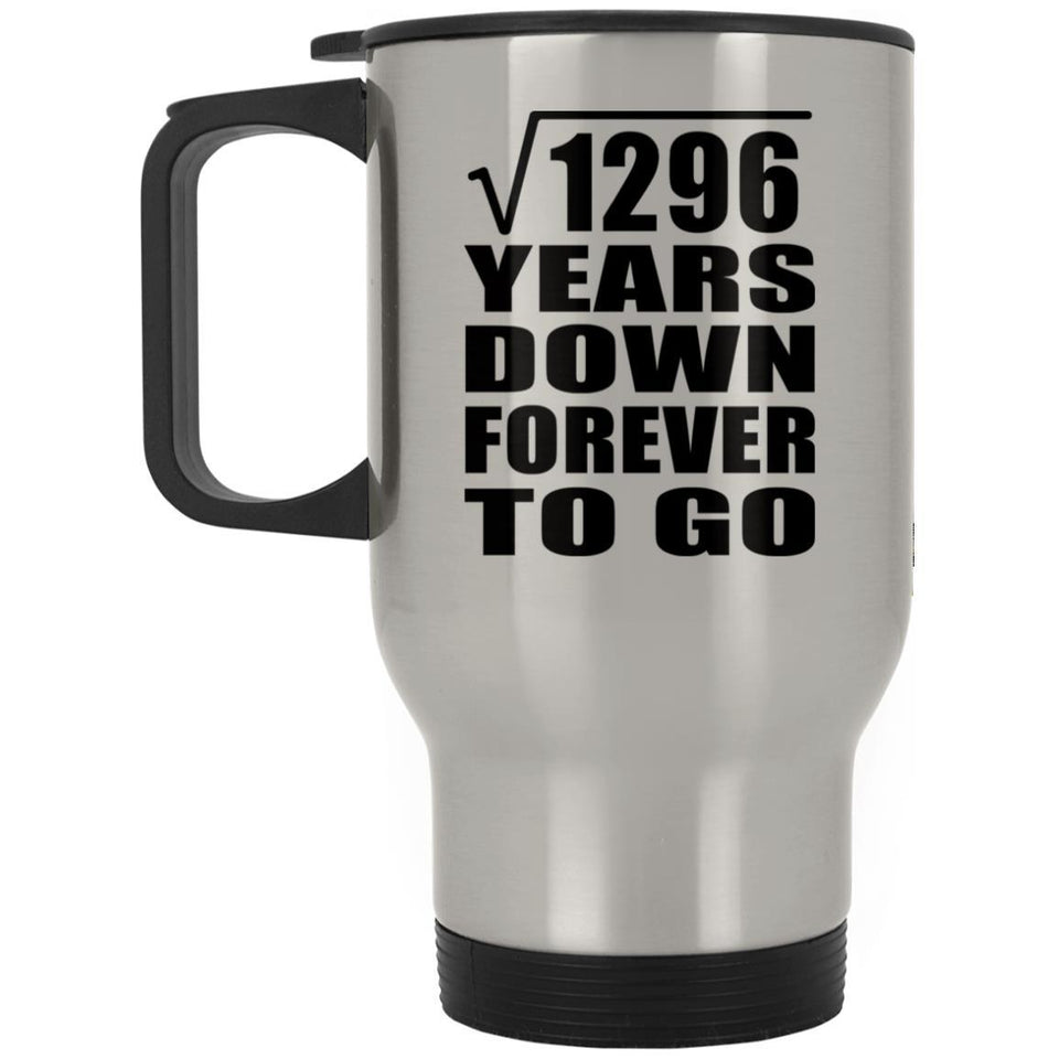 36th Anniversary Square Root of 1296 Years Down Forever To Go - Silver Travel Mug