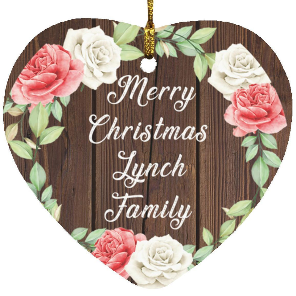 Merry Christmas Lynch Family - Heart Ornament A