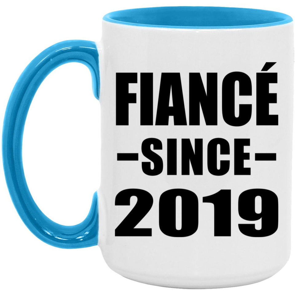 Fiance Since 2019 - 15oz Accent Mug Blue