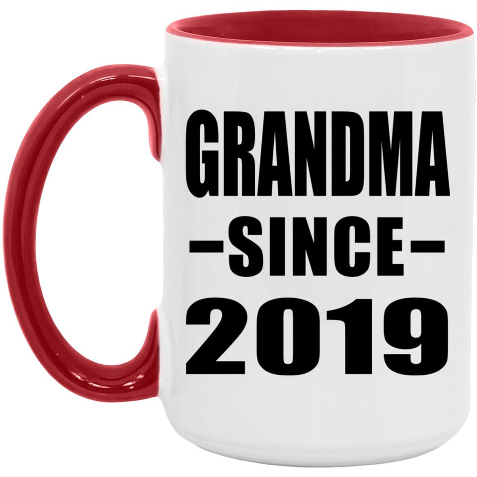 Grandma Since 2019 - 15oz Accent Mug Red