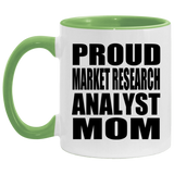 Proud Market Research Analyst Mom - 11oz Accent Mug Green