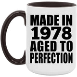 46th Birthday Made In 1978 Aged to Perfection - 15oz Accent Mug Black