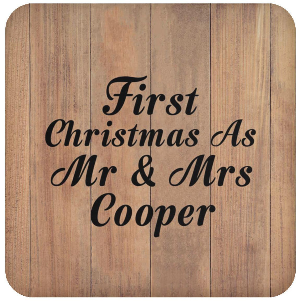 First Christmas As Mr & Mrs Cooper - Drink Coaster C