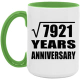 89th Anniversary Square Root of 7921 Years Anniversary - 15oz Accent Mug Green