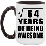 8th Birthday Square Root of 64 Years of Being Awesome - 15oz Accent Mug Black
