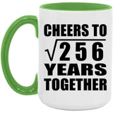 16th Anniversary Cheers To Square Root of 256 Years Together - 15oz Accent Mug Green