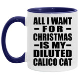 All I Want For Christmas Is My Diluted Calico Cat - 11oz Accent Mug Purple