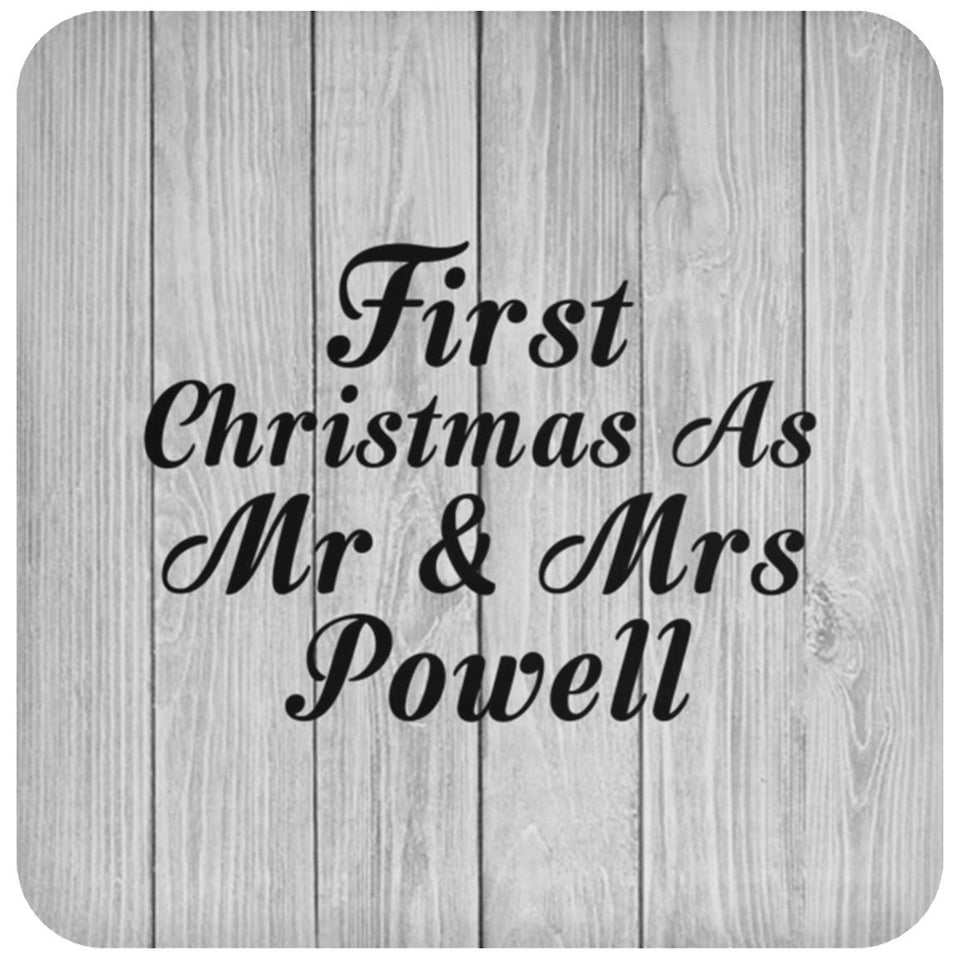 First Christmas As Mr & Mrs Powell - Drink Coaster F