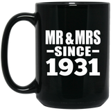 93rd Anniversary Mr & Mrs Since 1931 - 15 Oz Coffee Mug Black