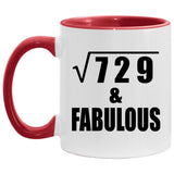 27th Birthday Square Root of 729 & Fabulous - 11oz Accent Mug Red