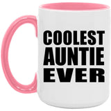 Coolest Auntie Ever - 15oz Accent Mug Pink
