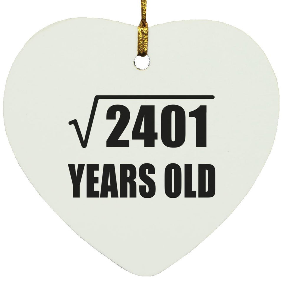49th Birthday Square Root of 2401 Years Old - Heart Ornament