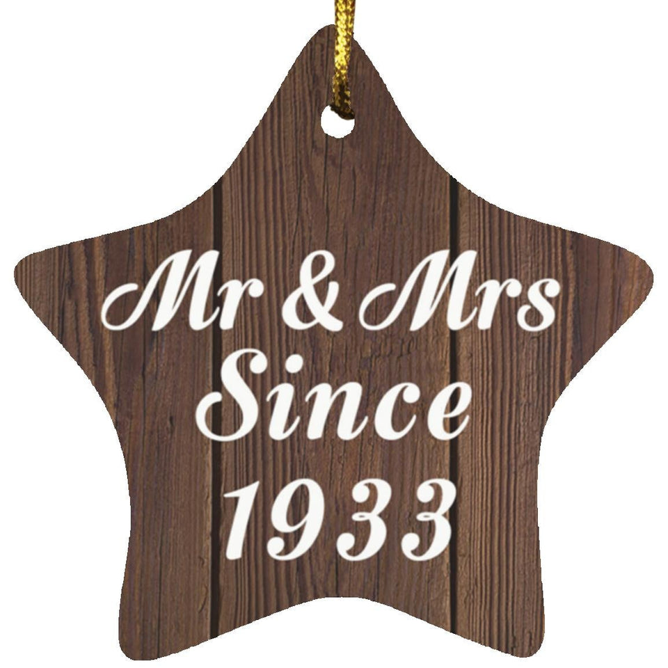 91st Anniversary Mr & Mrs Since 1933 - Star Ornament D