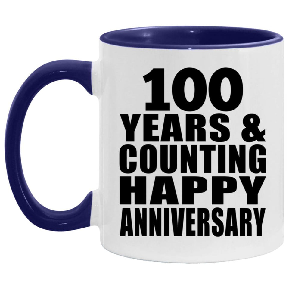 Happy 100th Anniversary 100 Years & Counting - 11oz Accent Mug Purple
