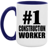 Number One #1 Construction Worker - 15oz Accent Mug Purple
