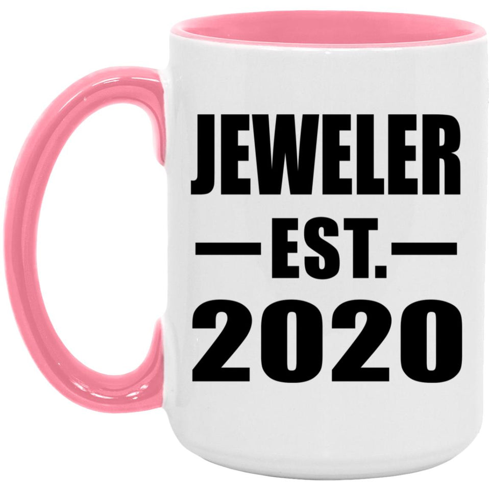 Jeweler Established EST. 2020 - 15oz Accent Mug Pink