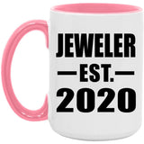 Jeweler Established EST. 2020 - 15oz Accent Mug Pink