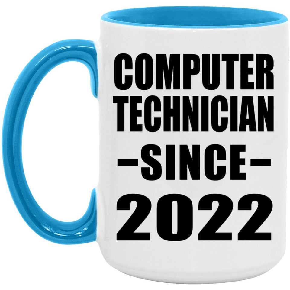 Computer Technician Since 2022 - 15oz Accent Mug Blue