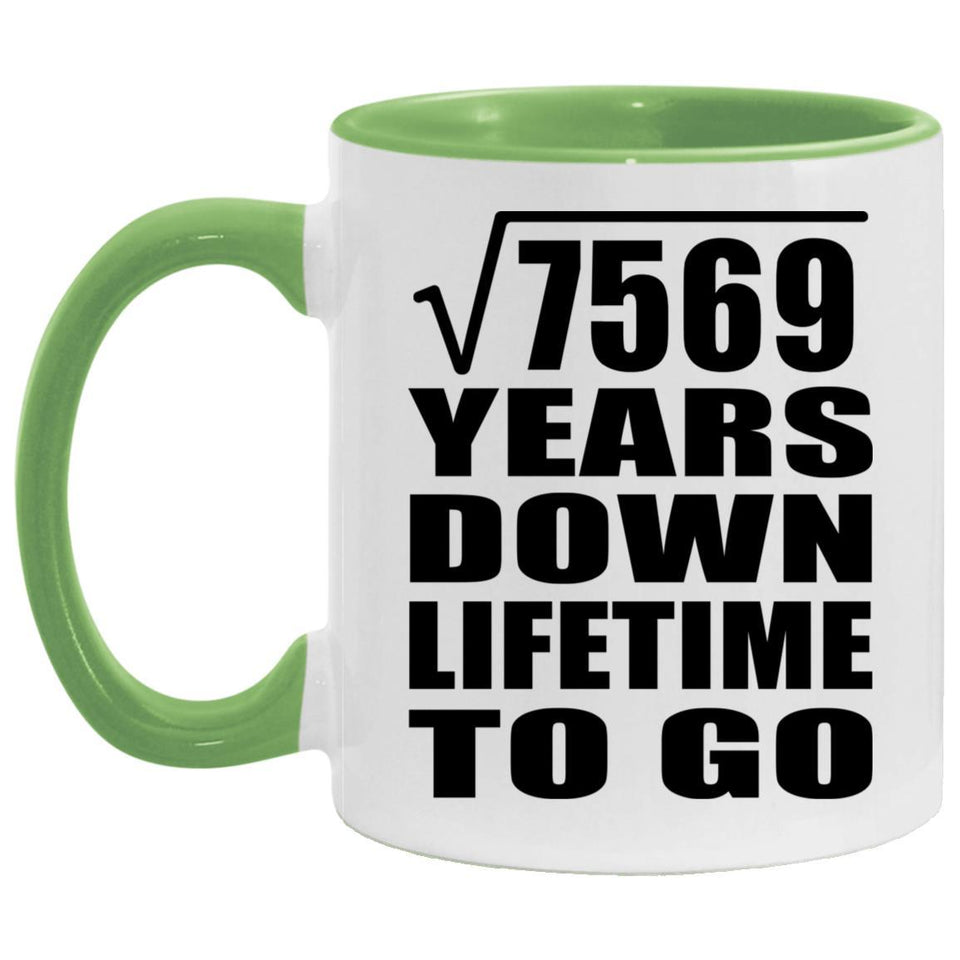 87th Anniversary Square Root of 7569 Years Lifetime To Go - 11oz Accent Mug Green