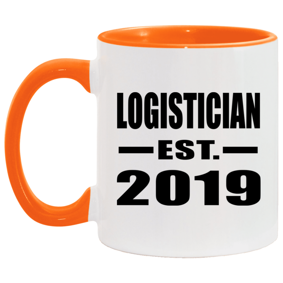 Logistician Established EST. 2019 - 11oz Accent Mug Orange