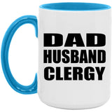 Dad Husband Clergy - 15oz Accent Mug Blue