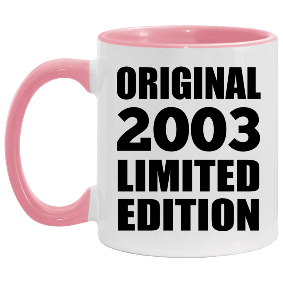 21st Birthday Original 2003 Limited Edition - 11oz Accent Mug Pink