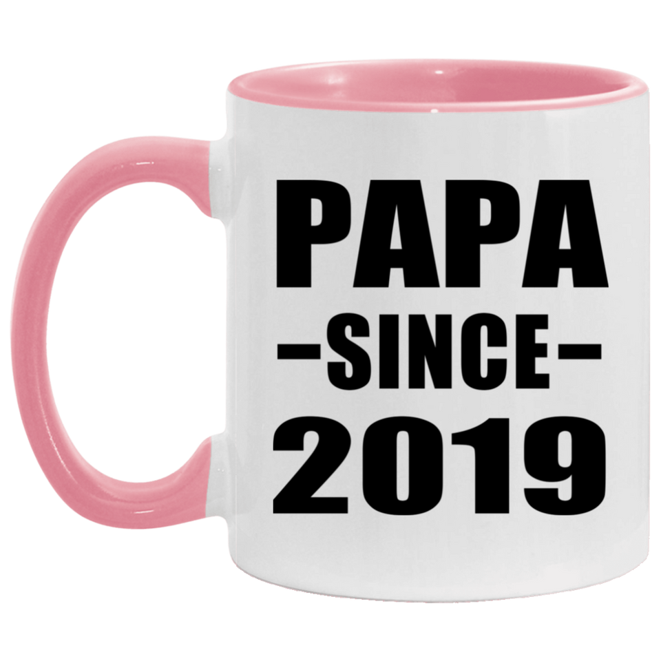 Papa Since 2019 - 11oz Accent Mug Pink
