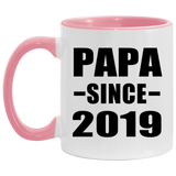 Papa Since 2019 - 11oz Accent Mug Pink