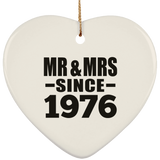 48th Anniversary Mr & Mrs Since 1976 - Heart Ornament