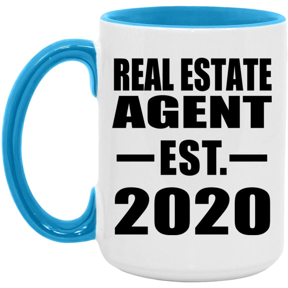 Real Estate Agent Established EST. 2020 - 15oz Accent Mug Blue