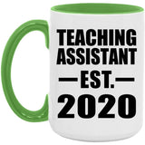 Teaching Assistant Established EST. 2020 - 15oz Accent Mug Green