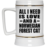 All I Need Is Love And A Norwegian Forest Cat - Beer Stein