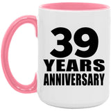 39th Anniversary 39 Years Anniversary - 15oz Accent Mug Pink