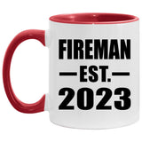 Fireman Established EST. 2023 - 11oz Accent Mug Red