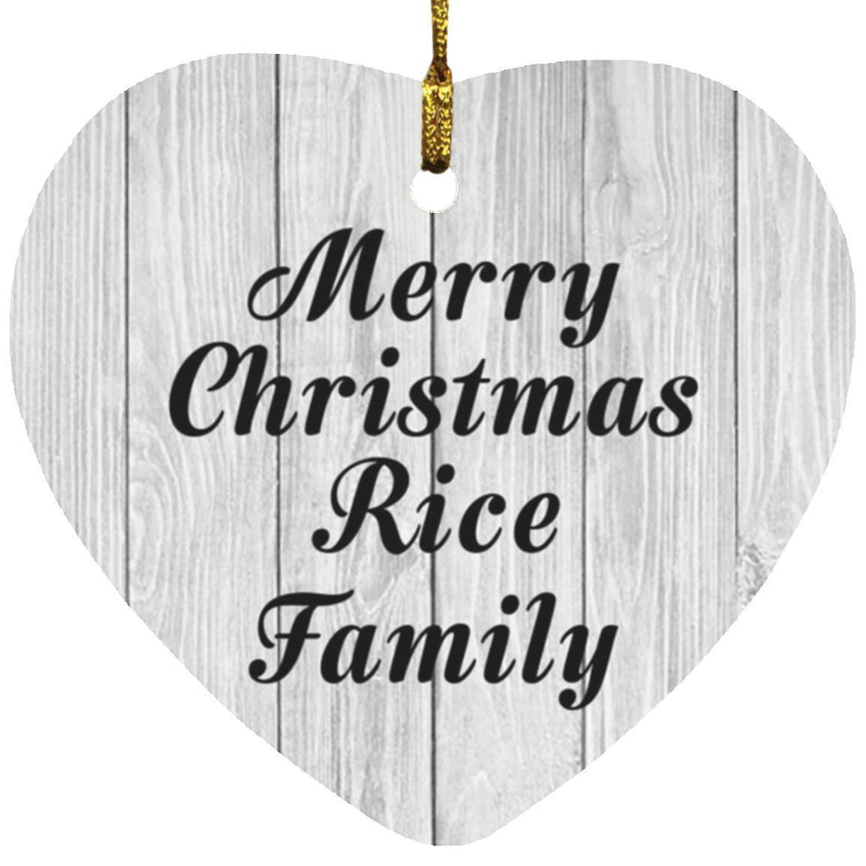 Merry Christmas Rice Family - Heart Ornament F
