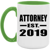 Attorney Established EST. 2019 - 15oz Accent Mug Green