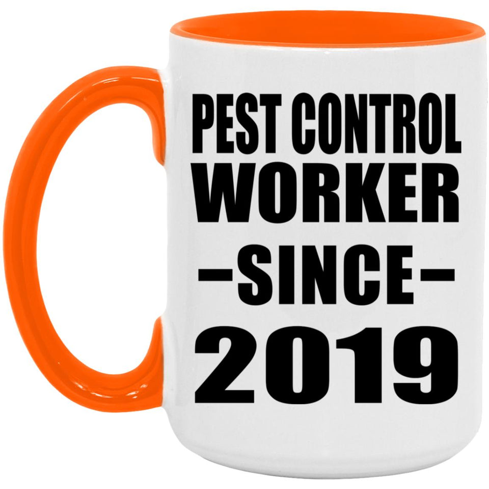 Pest Control Worker Since 2019 - 15oz Accent Mug Orange