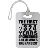 18th Birthday Square Root of 324 Years of Childhood - Luggage Bag Tag