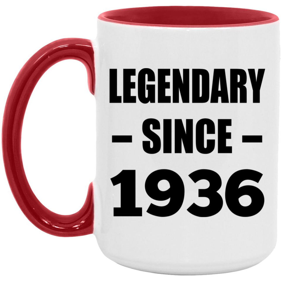 88th Birthday Legendary Since 1936 - 15oz Accent Mug Red
