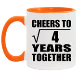 2nd Anniversary Cheers To Square Root of 4 Years Together - 11oz Accent Mug Orange