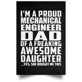Proud Mechanical Engineer Dad Of Awesome Daughter - Poster Portrait