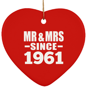 63rd Anniversary Mr & Mrs Since 1961 - Heart Ornament
