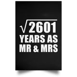 51st Anniversary Square Root of 2601 Years As Mr & Mrs - Poster Portrait