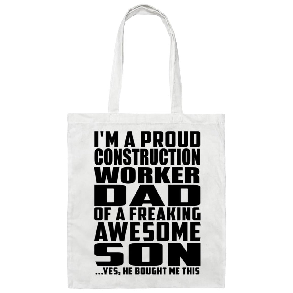 Proud Construction Worker Dad Of Awesome Son - Tote Bag White