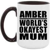 Amber World's Okayest Mum - 15oz Accent Mug Black