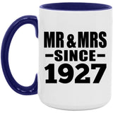 97th Anniversary Mr & Mrs Since 1927 - 15oz Accent Mug Purple