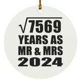 87th Anniversary Square Root of 7569 Years As Mr & Mrs 2024 - Circle Ornament