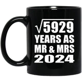 77th Anniversary Square Root of 5929 Years As Mr & Mrs 2024 - 11oz Coffee Mug Black