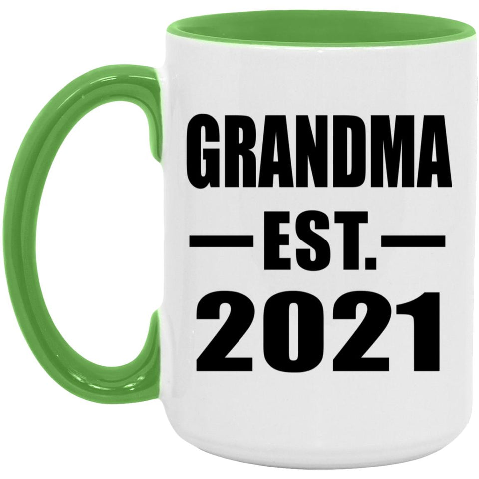 Grandma Established EST. 2021 - 15oz Accent Mug Green